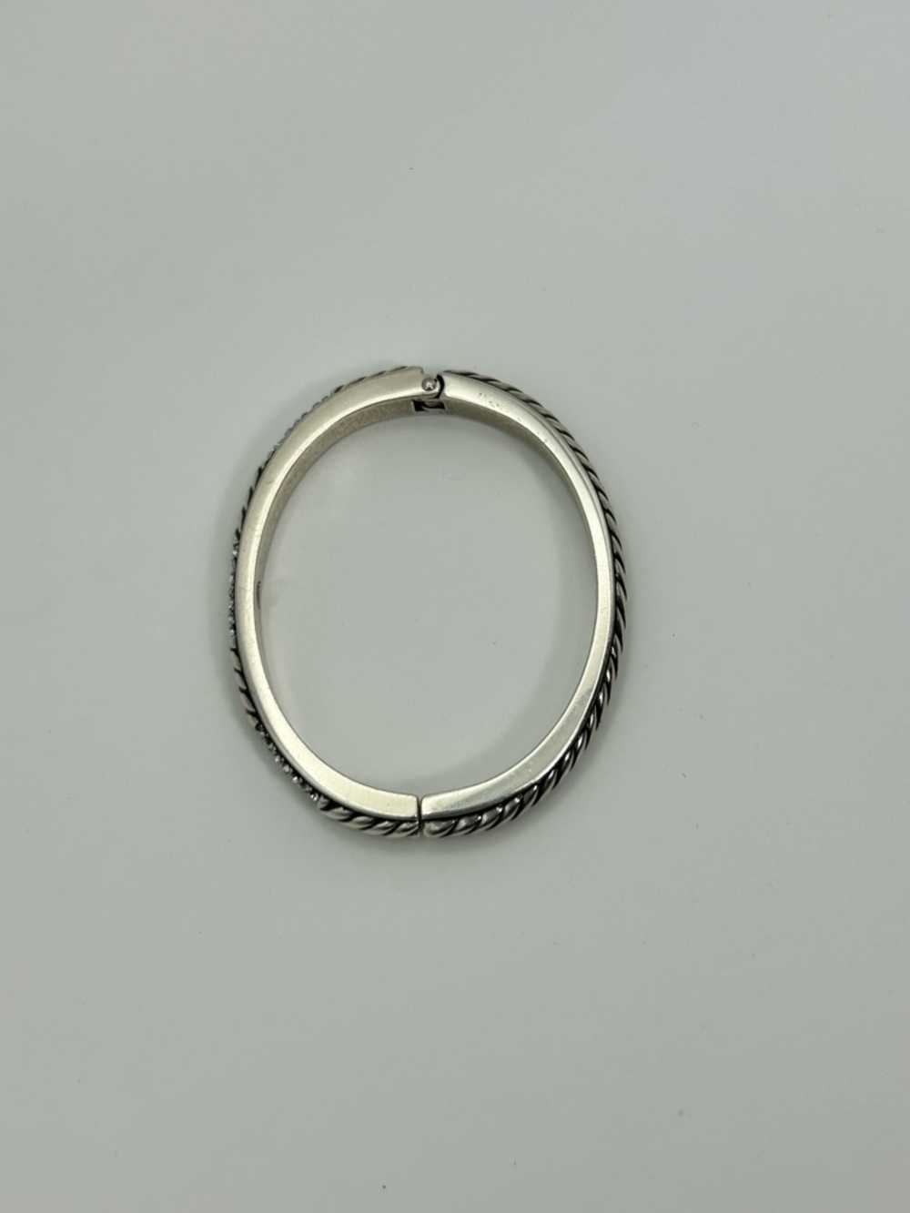 Brighton Sacred Love Bracelet Silver Plated Hinged Clear Crystals Rope Design - Picture 9 of 14